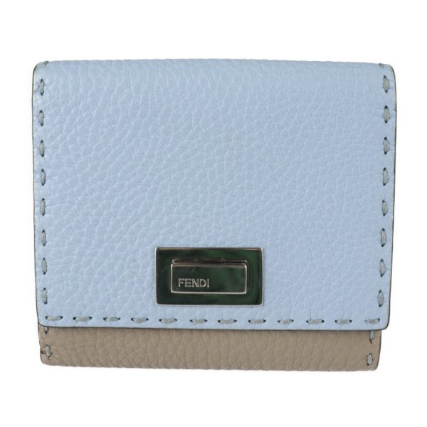 2229093007200 1 Fendi Selleria Peekaboo Leather Wallet Light Blue