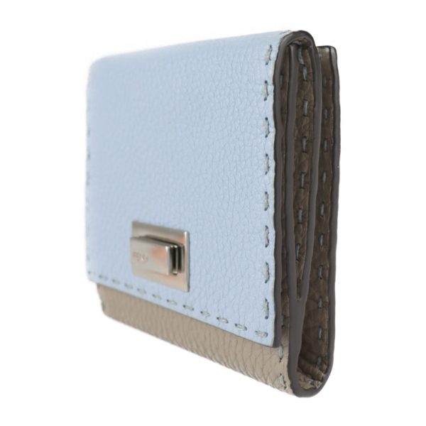 2229093007200 2 Fendi Selleria Peekaboo Leather Wallet Light Blue