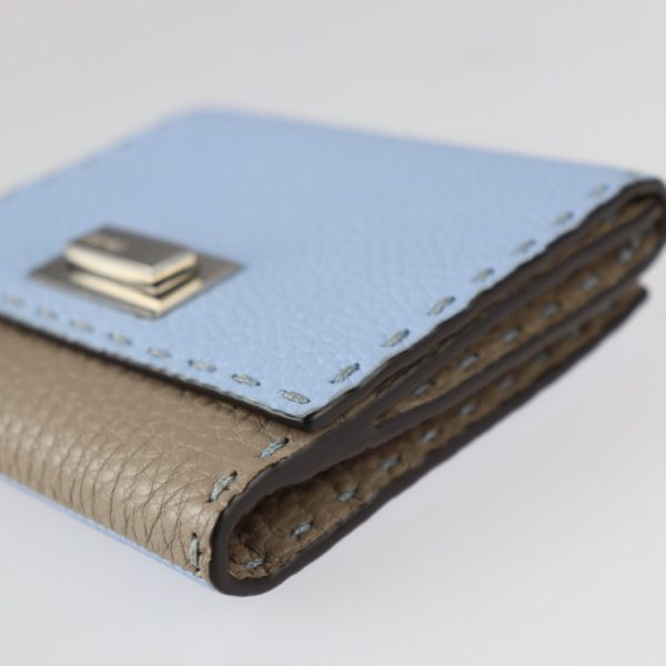 2229093007200 5 Fendi Selleria Peekaboo Leather Wallet Light Blue