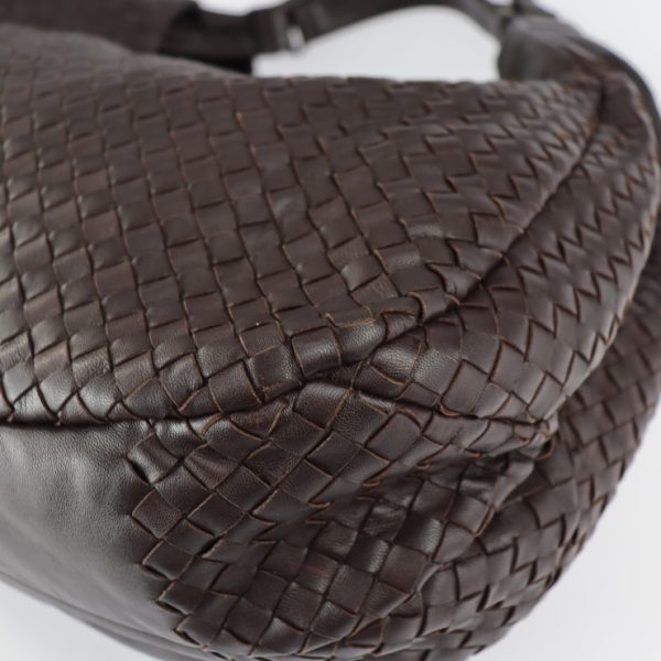 2229093010178 5 Bottega Veneta Campana Intrecciato Leather Shoulder Bag Dark Brown