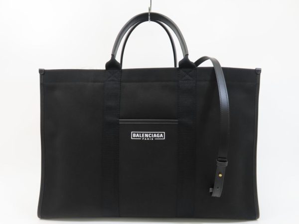 2230700906 Balenciaga Canvas Leather Large 2 Way Tote Bag Black