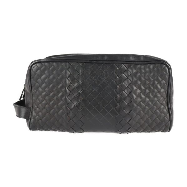 2231033007166 1 Bottega Veneta Intrecciato Leather Clutch Bag Black