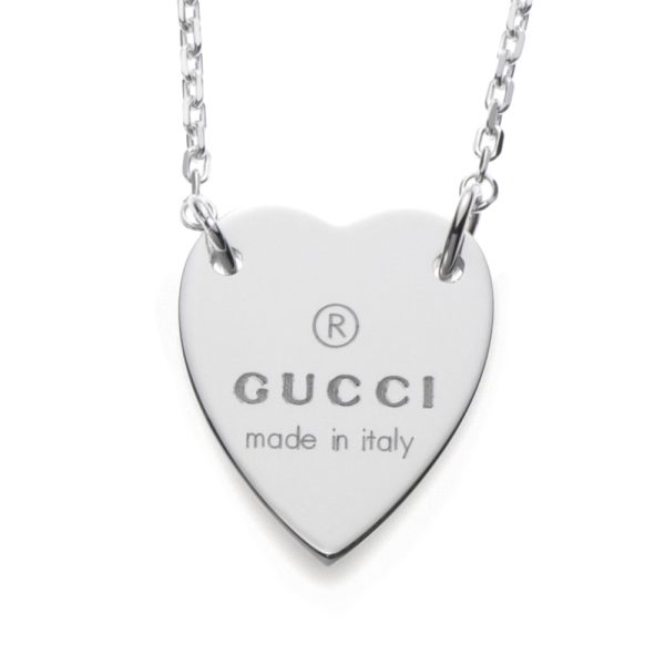 223512 j8400 8106 01 Gucci Heart Motif Necklace Silver