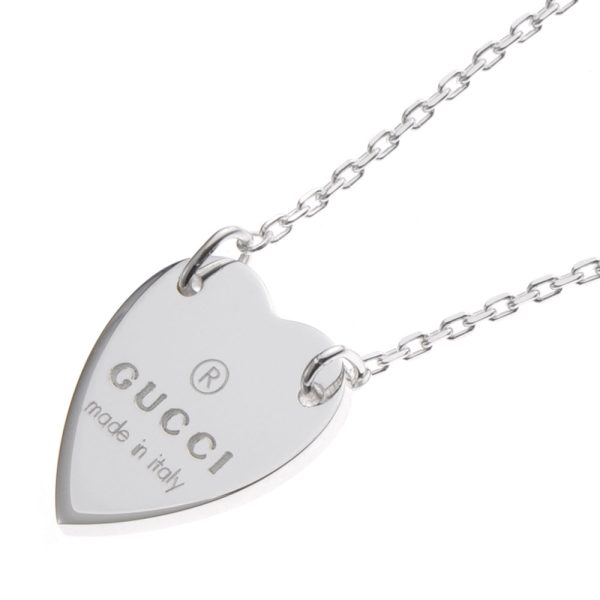 223512 j8400 8106 03 Gucci Heart Motif Necklace Silver