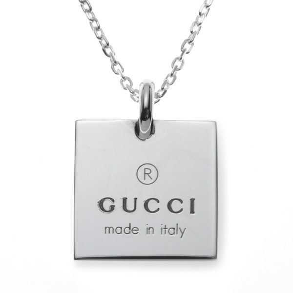 223869 j8400 8106 01 Gucci Square Plate Necklace Silver