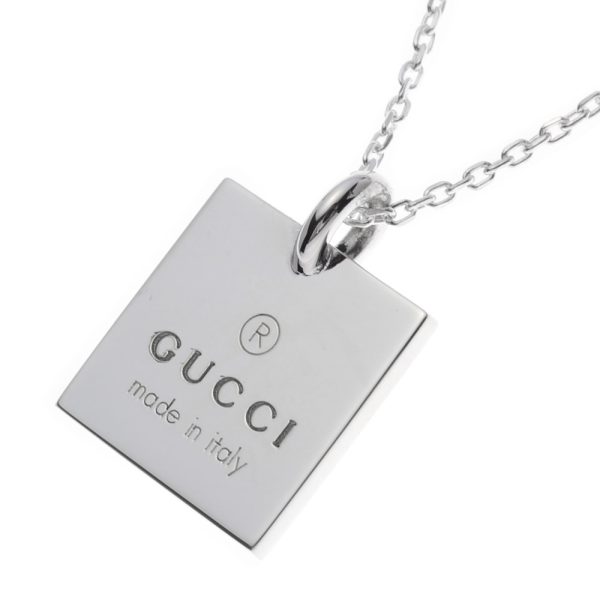 223869 j8400 8106 03 Gucci Square Plate Necklace Silver