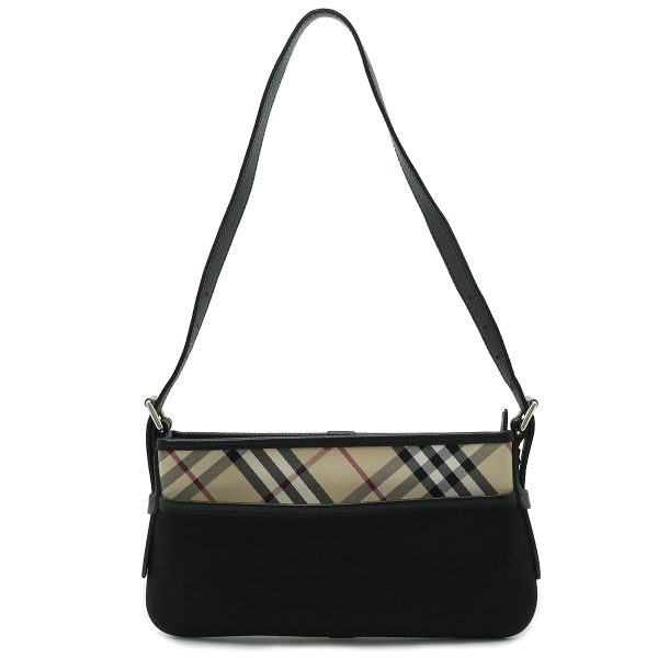 22401192 1 Burberry Check Pattern Leather Shoulder Bag Black