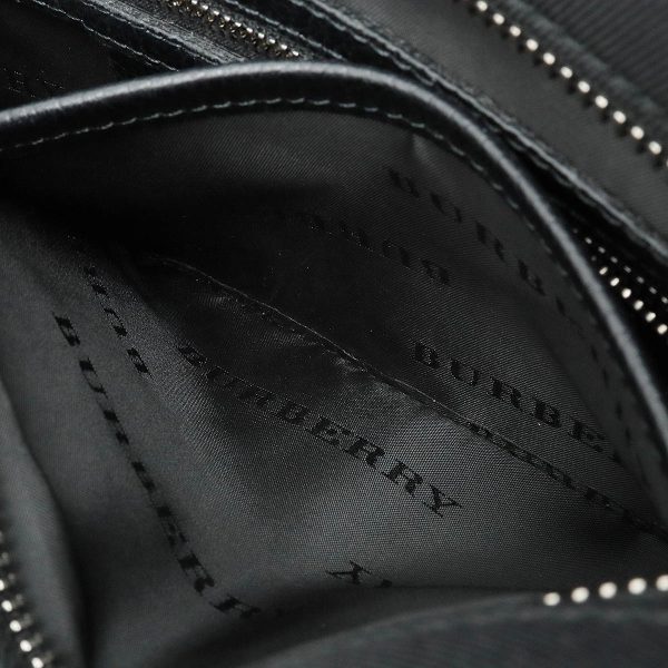 22401192 6 Burberry Check Pattern Leather Shoulder Bag Black