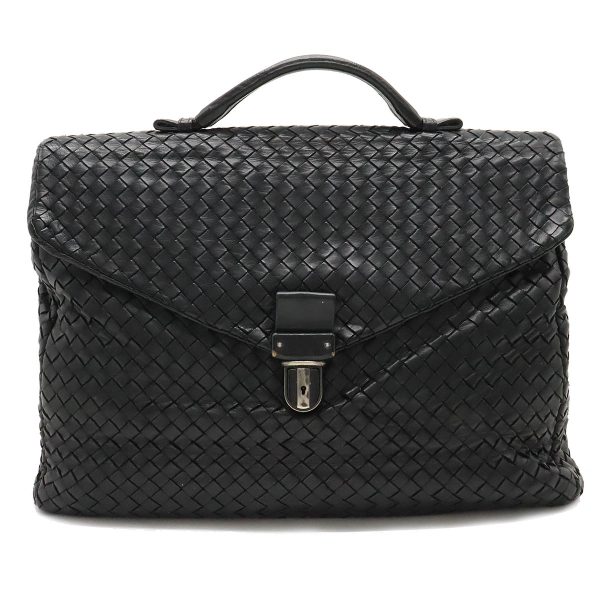 22401194 1 Bottega Veneta Intrecciato Briefcase Document Bag Leather Black