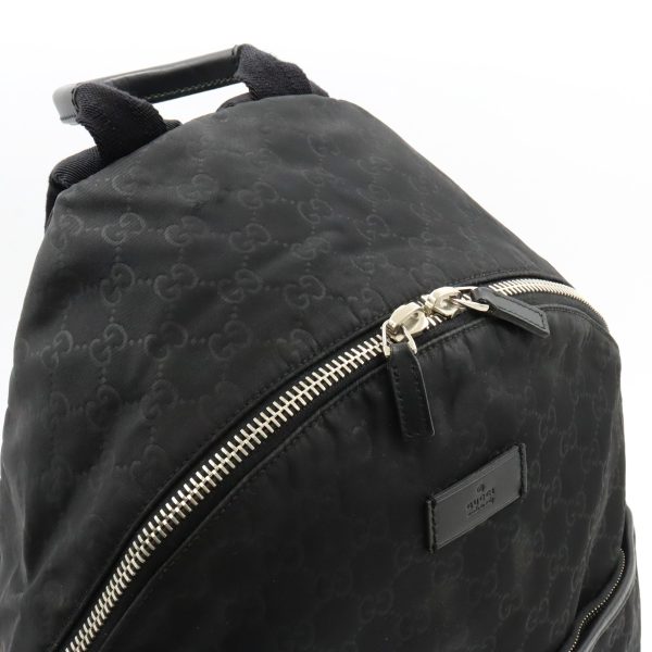 22411158 8 Gucci GG Nylon Backpack Leather Black Silver