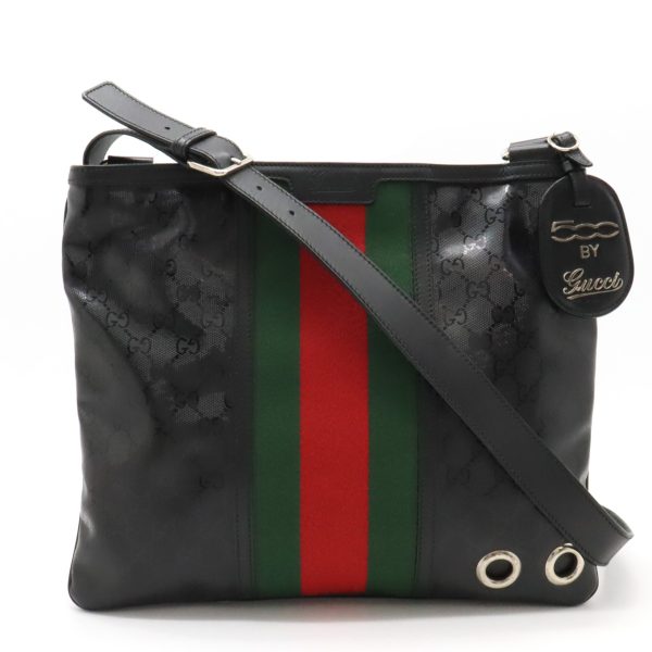 22420461 1 Gucci Gg Implime Sherry Line Fiat Leather Shoulder Bag Black