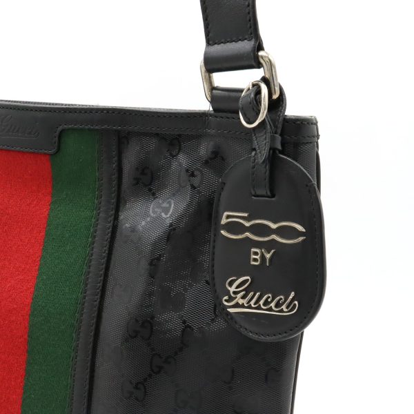 22420461 9 Gucci Gg Implime Sherry Line Fiat Leather Shoulder Bag Black