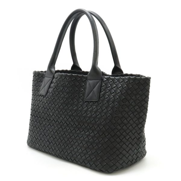 22420702 2 Bottega Veneta Intrecciato Cava PM Leather Tote Bag Black