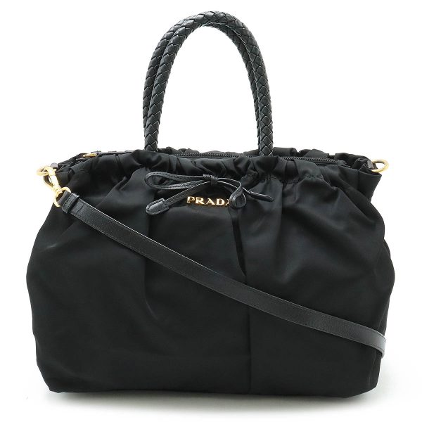 22430593 1 Prada Tessuto Bow Handbag Nylon Black