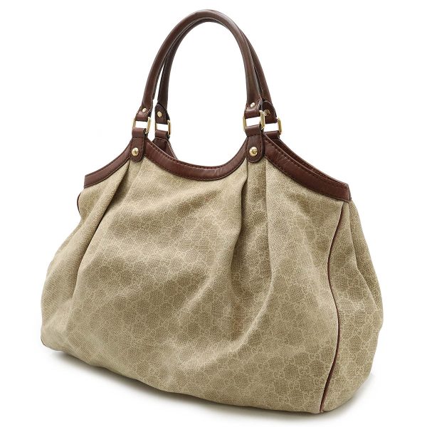 22431004 2 Gucci GG Canvas Shoulder Tote Bag Beige Brown