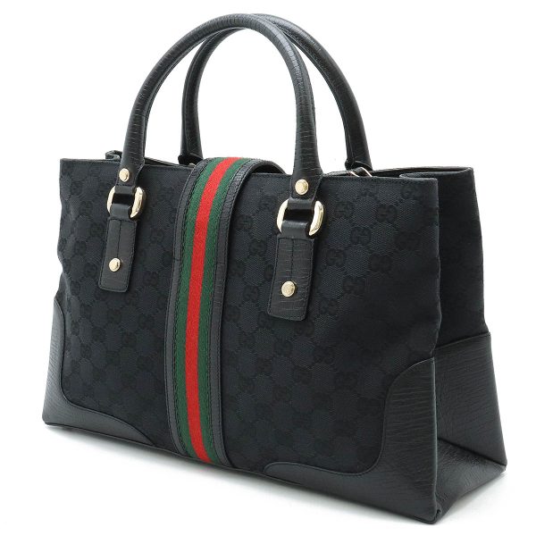 22431059 2 Gucci GG Canvas Handbag Tote Black Gold Hardware