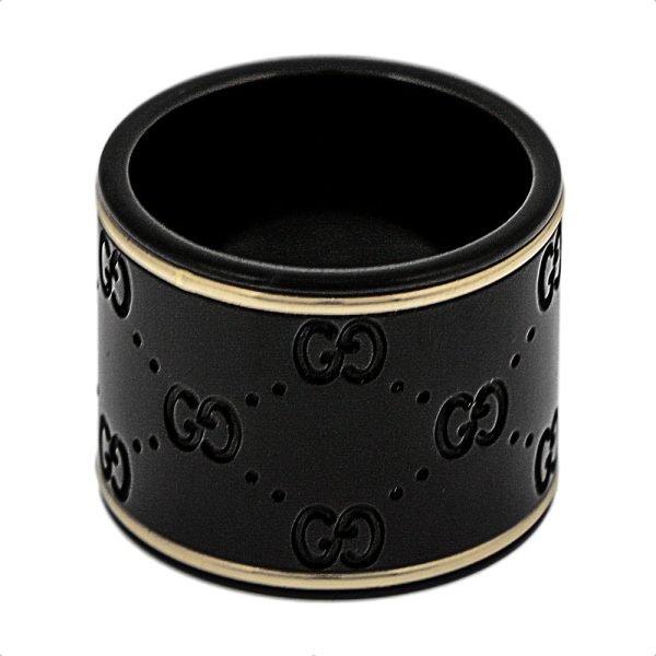 225976 i19a1 8061 01 Gucci GG Icon Corundum Ring Gold Black