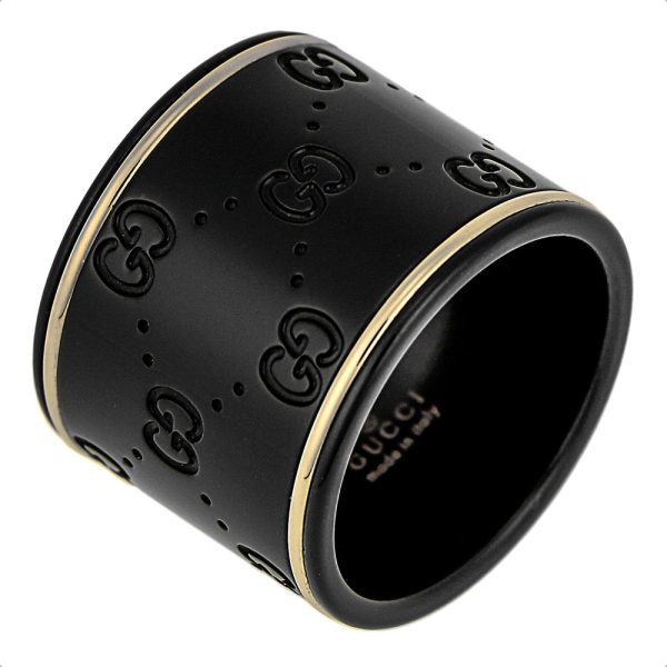 225976 i19a1 8061 02 Gucci GG Icon Corundum Ring Gold Black