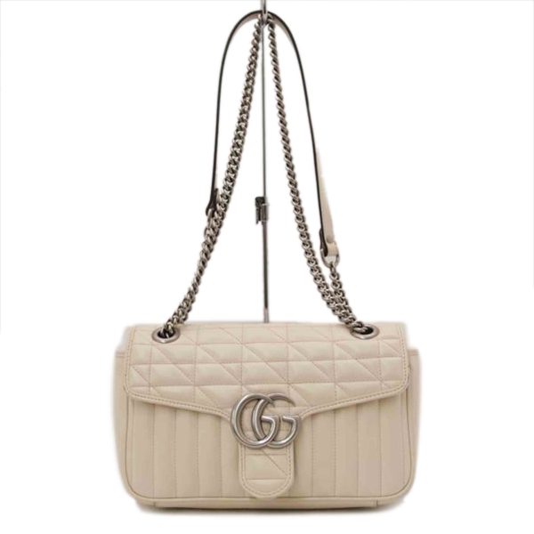 22736 1 Gucci GG Marmont Small Quilted Leather Shoulder Bag White