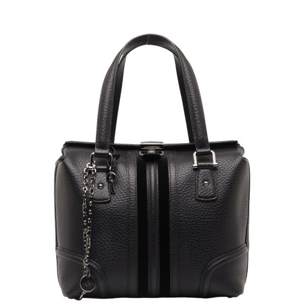 228 43782 1 Gucci Handbag Sherry Line Leather Black