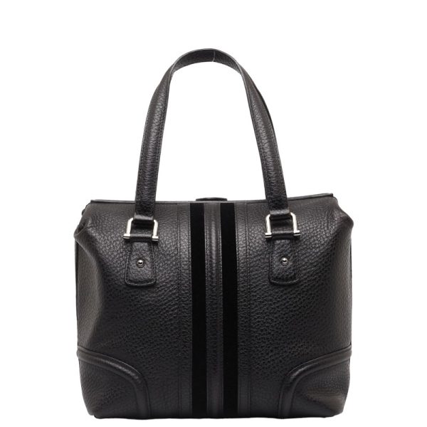 228 43782 3 Gucci Handbag Sherry Line Leather Black