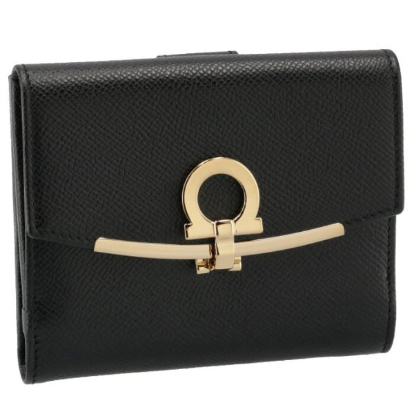 22c87700070010 Ferragamo Wallet Bifold Gancini Mini Pass Case Black