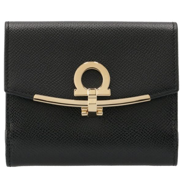 22c87700070010 1 Ferragamo Wallet Bifold Gancini Mini Pass Case Black