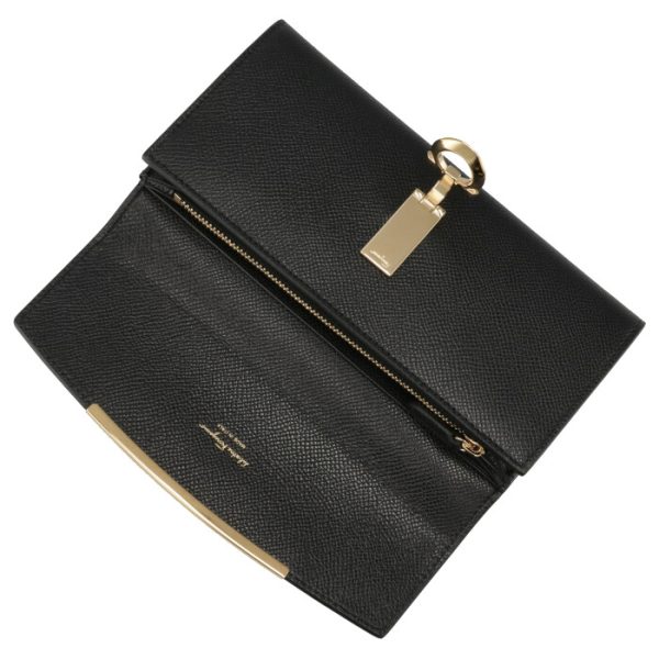 22d15000070010 4 Ferragamo Long Wallet Bifold Gancini Flap Pass Case Black