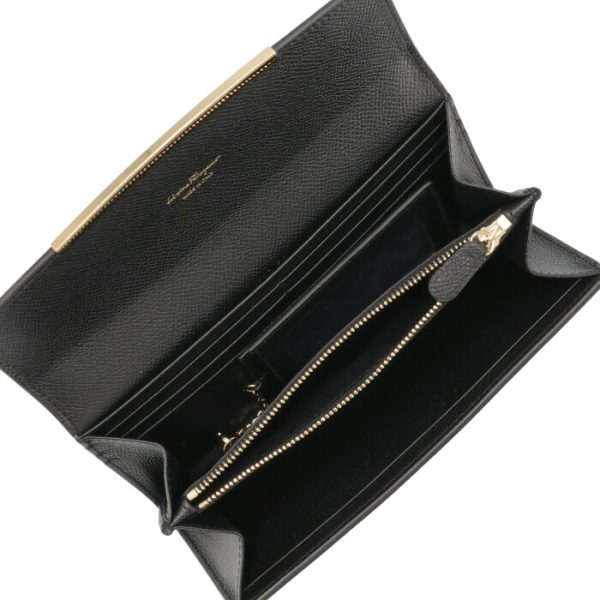 22d15000070010 5 Ferragamo Long Wallet Bifold Gancini Flap Pass Case Black