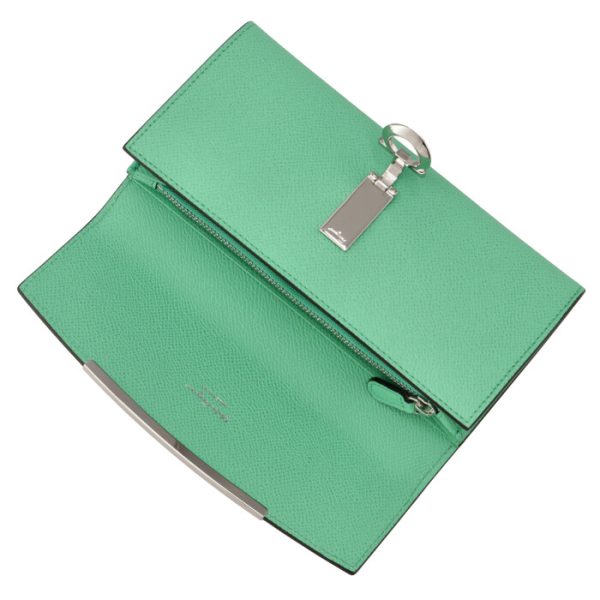 22d15000070532 4 Ferragamo Gancini Flap Bifold Long Wallet Mint Green