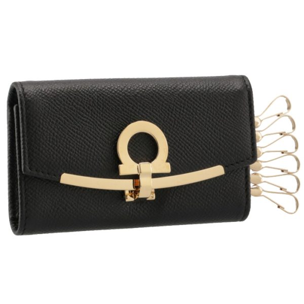 22d15100070010 Ferragamo Key Case 6 Series Gancini Black