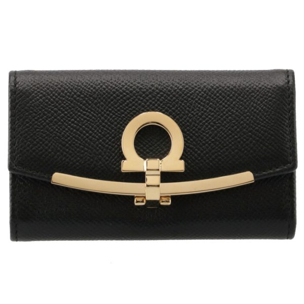 22d15100070010 1 Ferragamo Key Case 6 Series Gancini Black