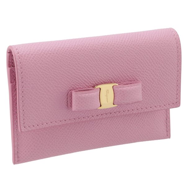 22d15500070533 Ferragamo Vara Ribbon Bifold Card Case Pink