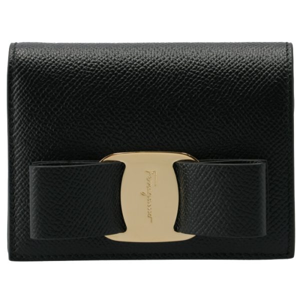 22d51500010010 1 Ferragamo Wallet Bifold New Vara Ribbon Mini Wallet Black