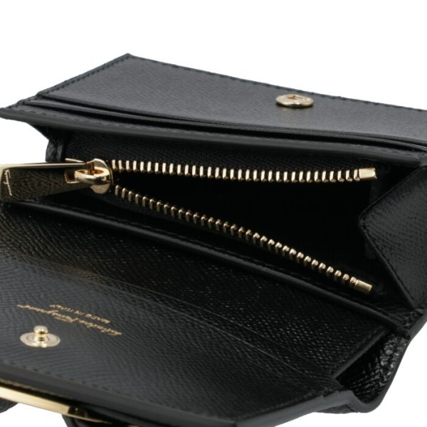 22d51500010010 6 Ferragamo Wallet Bifold New Vara Ribbon Mini Wallet Black