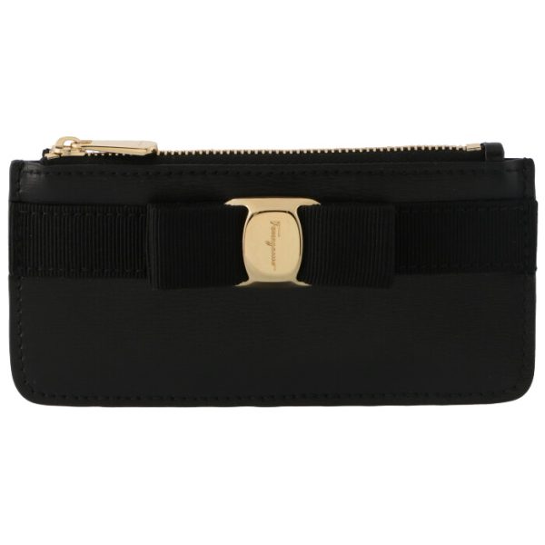 22e0100055 1 Ferragamo Card Case Top Zip Vara Fragment Mini Coin Purse Card Holder Black