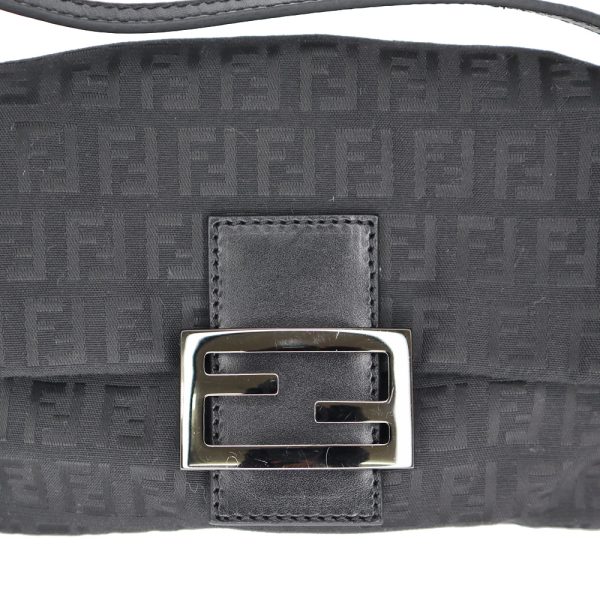 23 2628 5 Fendi Zucchino Pattern Mini Mamma Bucket Bag Black