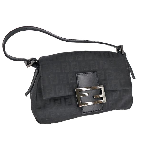 23 2628 Fendi Zucchino Pattern Mini Mamma Bucket Bag Black