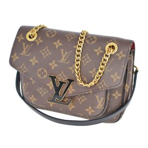 23 4432 Louis Vuitton Rivet Monogram Shoulder Bag Brown