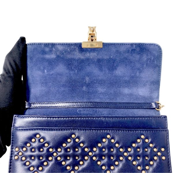 2300039595842 10 Christian Dior Flap Chain Lambskin Shoulder Bag Navy