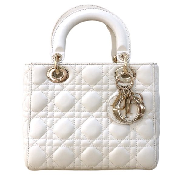 2300039894587 1 Christian Dior Lady Dior Small Lambskin Handbag White