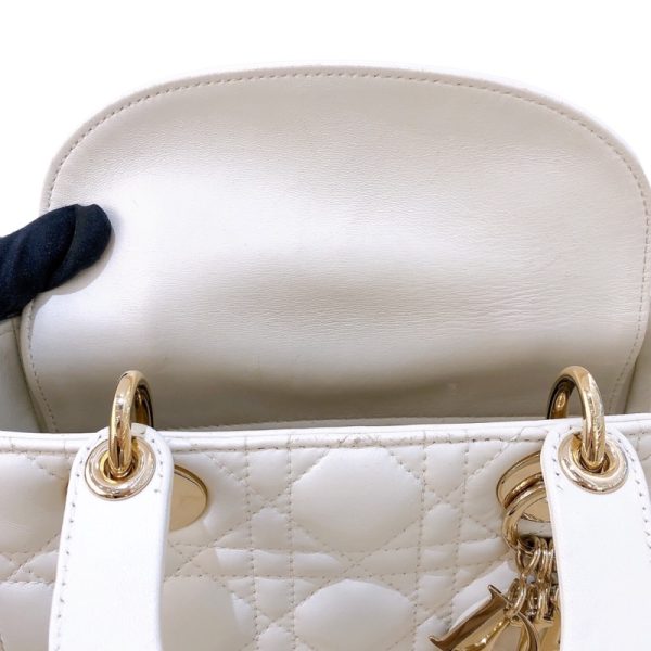 2300039894587 15 Christian Dior Lady Dior Small Lambskin Handbag White