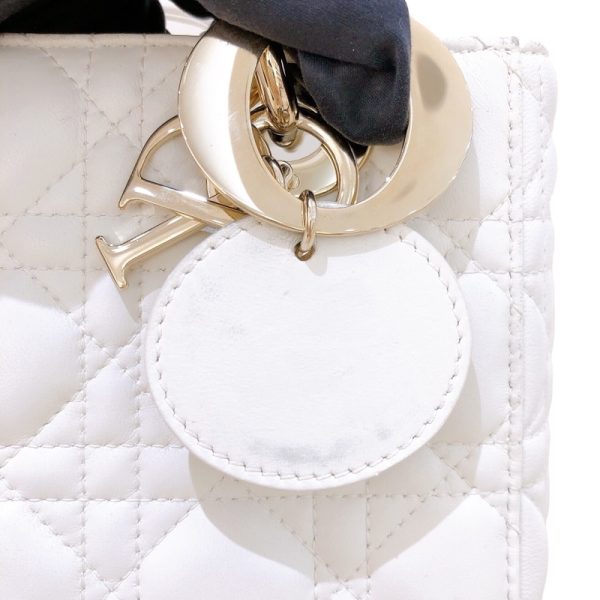 2300039894587 17 Christian Dior Lady Dior Small Lambskin Handbag White