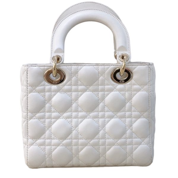 2300039894587 2 Christian Dior Lady Dior Small Lambskin Handbag White