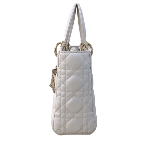 2300039894587 3 Christian Dior Lady Dior Small Lambskin Handbag White