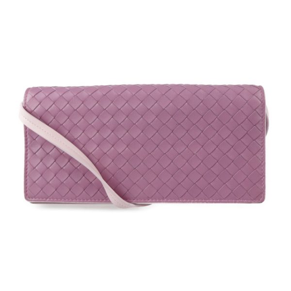 2301033002005 1 Bottega Veneta Shoulder Wallet Intrecciato Leather Lavender Pink