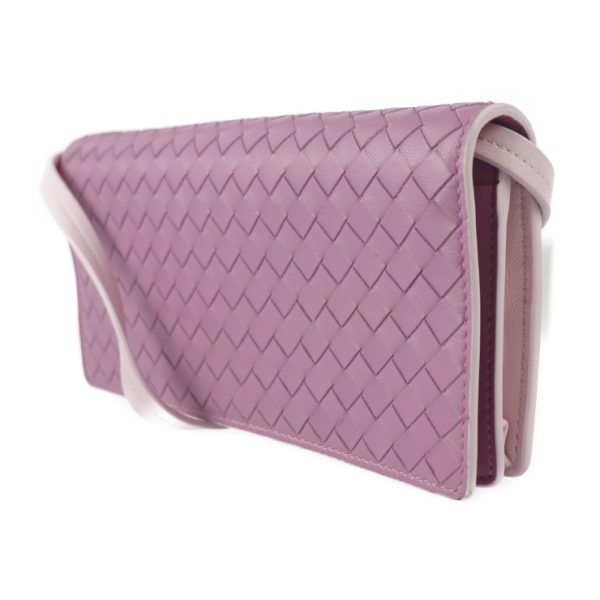 2301033002005 2 Bottega Veneta Shoulder Wallet Intrecciato Leather Lavender Pink