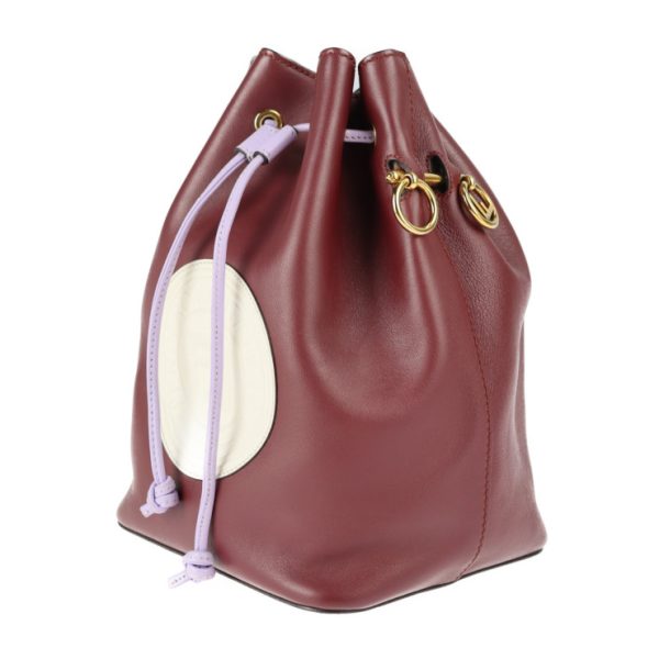 2301063007039 2 Fendi Montresor Shoulder Bag Leather Bordeaux Purple White