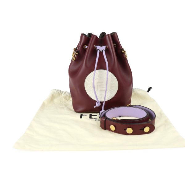 2301063007039 9 Fendi Montresor Shoulder Bag Leather Bordeaux Purple White