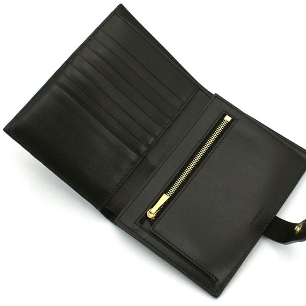 230110 wa1 8 5 Celine Medium Strap Wallet Leather Black